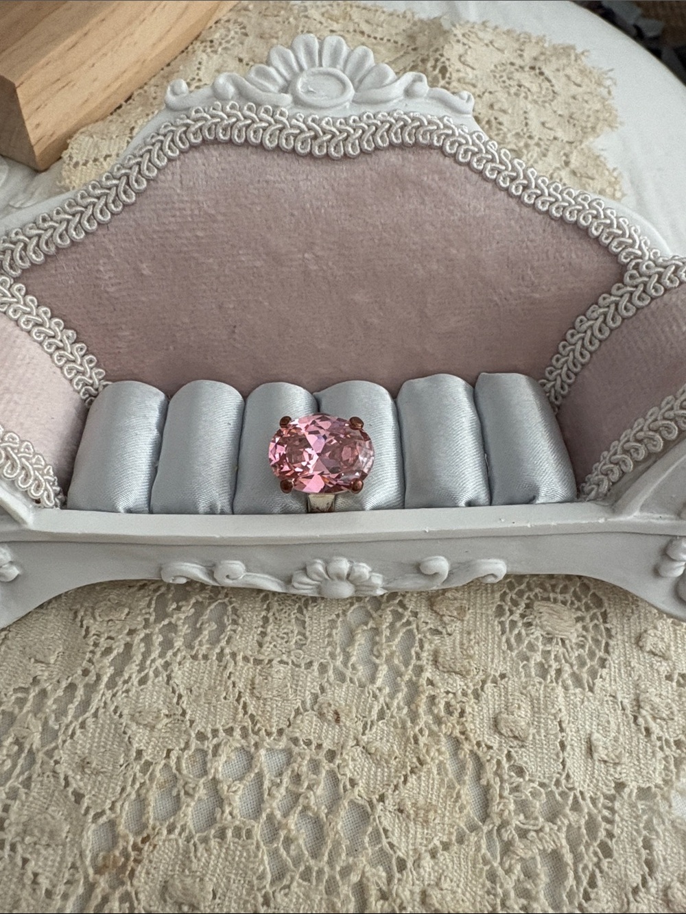 Pink  pinky Oval Crystal Cocktail Ring Big cz